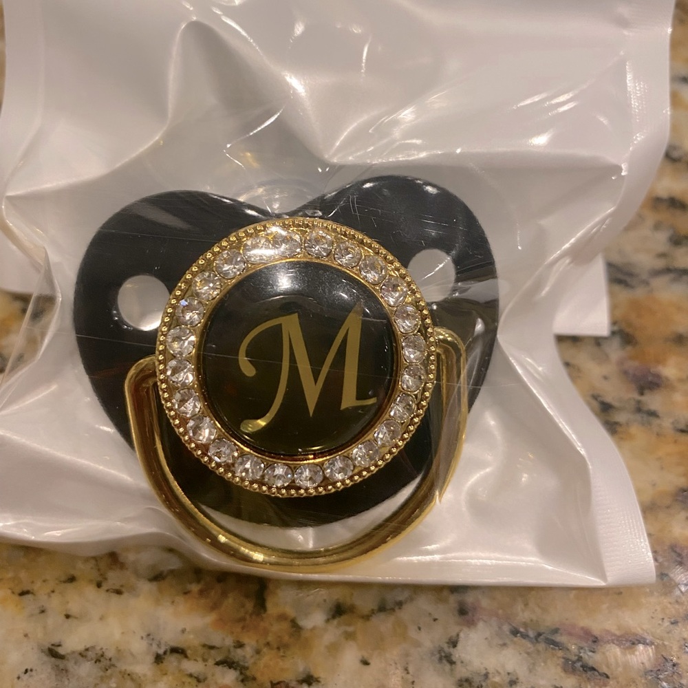 Monogram Gold/Blinged Pacifier “M”